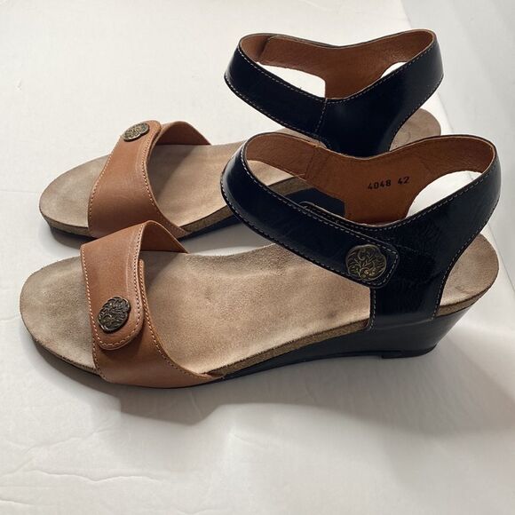 Taos  Festival Open Toe  Wedge Sandal Black Brown Size EU 42 - Picture 3 of 10